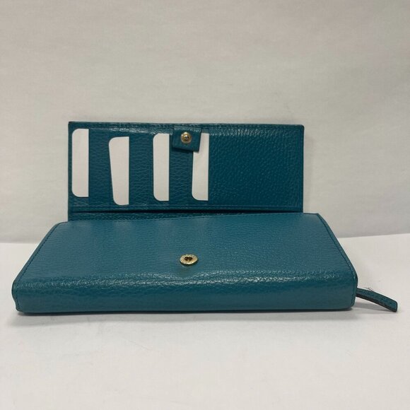 Gucci Blue Pebbled Leather Swing Continental Wallet - Preowned - Picture 5 of 16